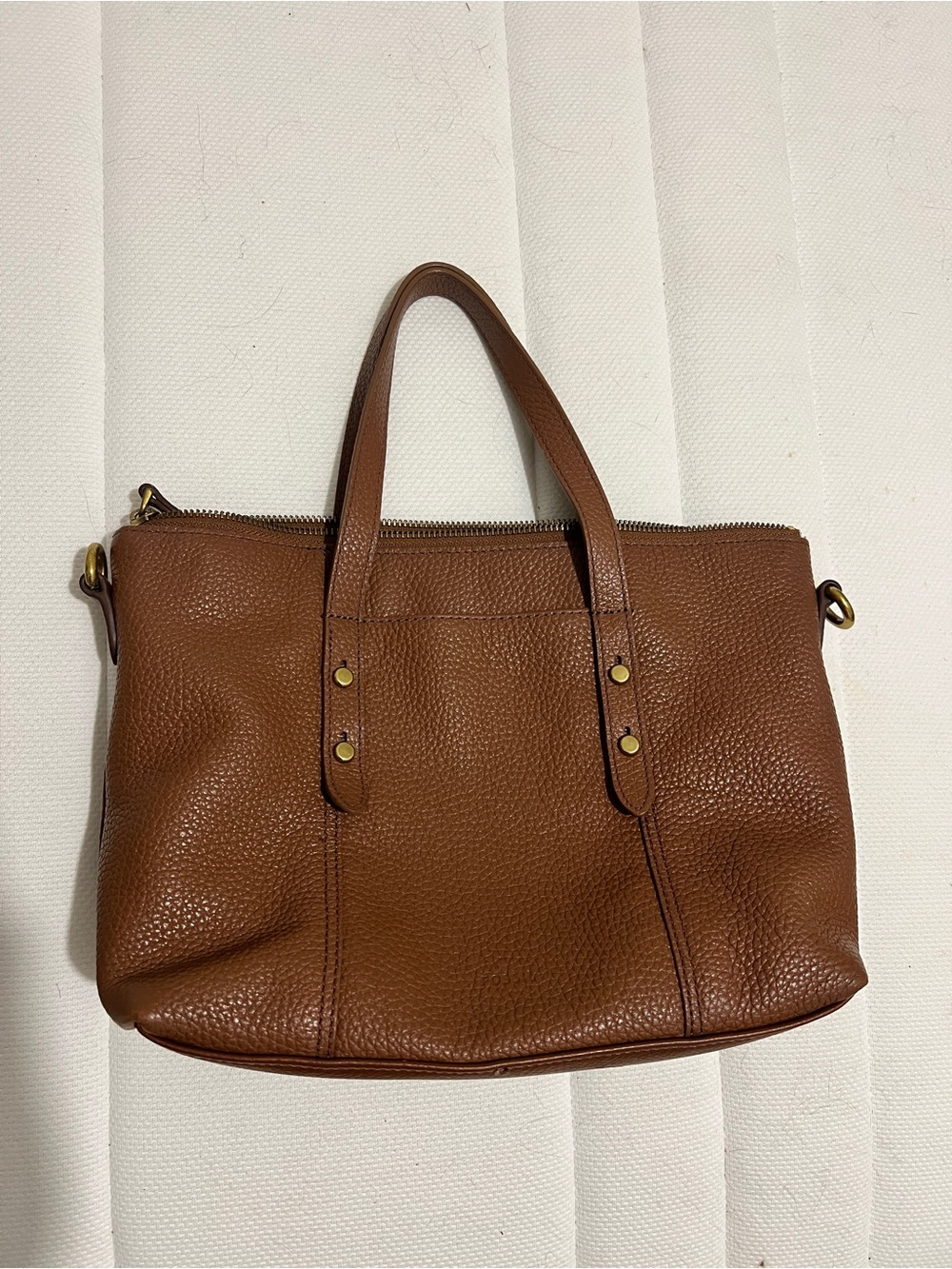 Fossil Pebbled Brown Leather Shoulder Tote
